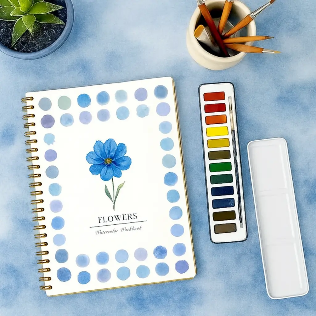 Complete Watercolor Book Set - FREE Watercolors and Brushes Included