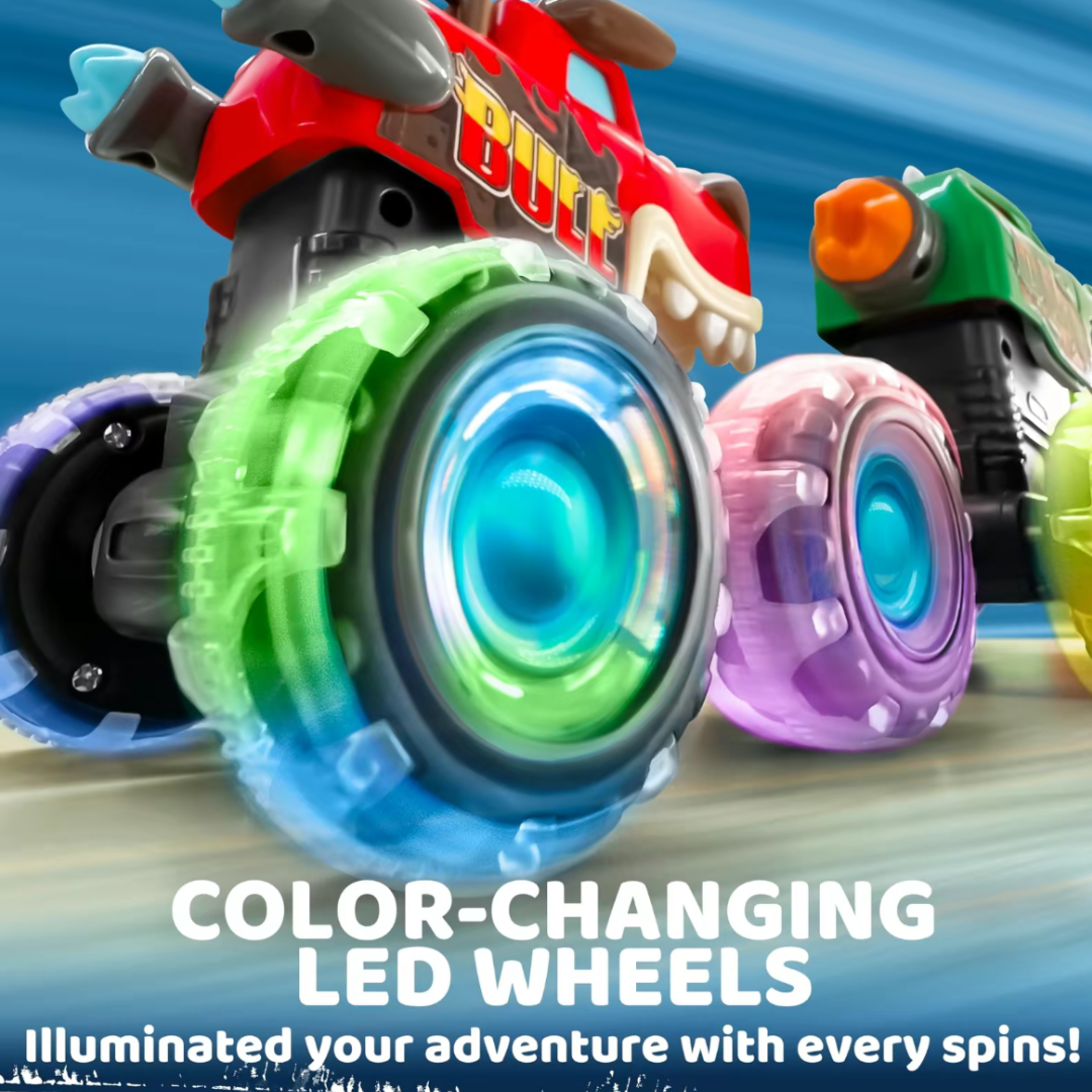 3-Pack Monster Truck Toy for Kids – Motion-Activated Light-Up Cars